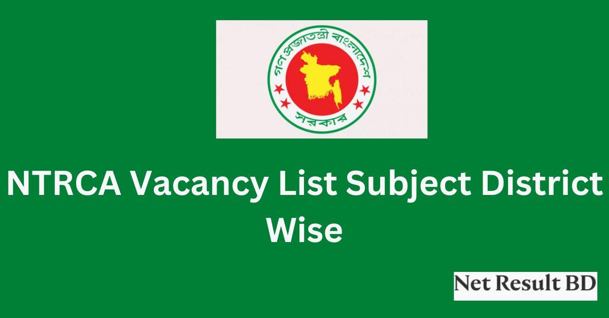 NTRCA Vacancy List Subject District Wise